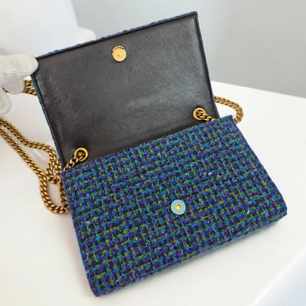 ✨️Authentic Saint Laurent Kate Small Chain Bag in Blue tweed  - Picture 11 of 16